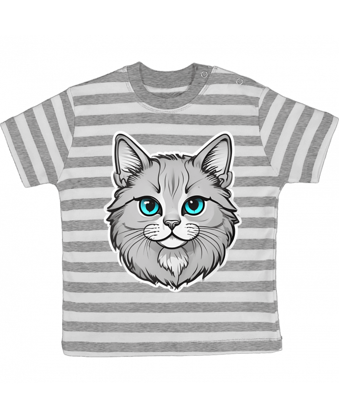 Tee-shirt bébé à rayures Tete de chat par SG LXXXIII