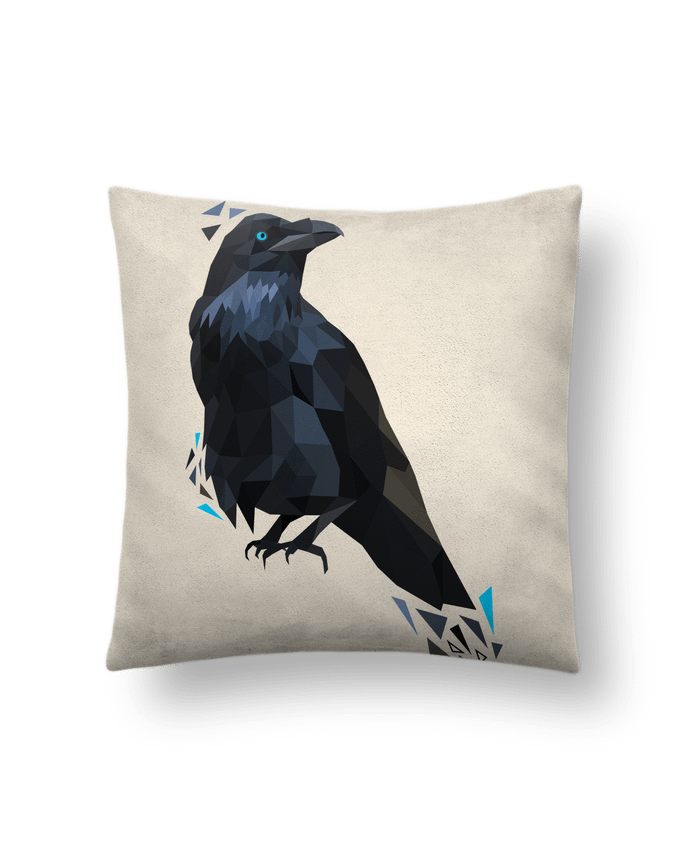 Coussin suédine Corbeau motif géométrique par MozKat Studio