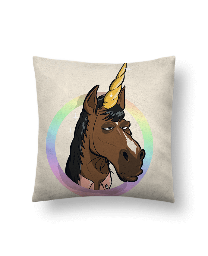 Coussin suédine Licorne, fake par Tomi Ax - tomiax.fr