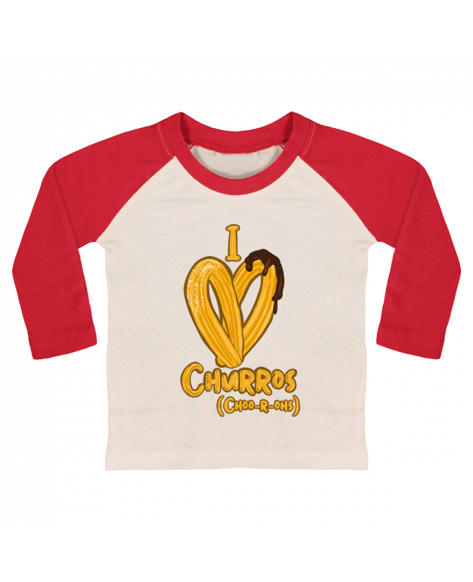 Tee-shirt Bébé Baseball ML I love churros par Darkafreak