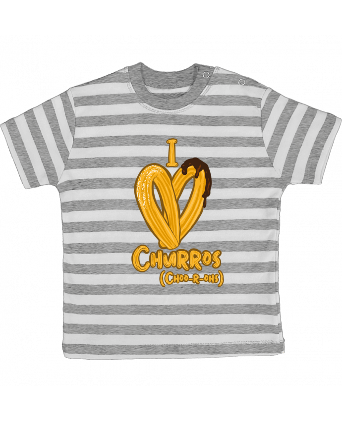 Tee-shirt bébé à rayures I love churros par Darkafreak