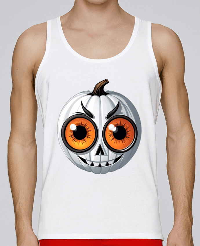 Débardeur homme WHITE PUMPKIN WITH EYES par 33designerarte 100% coton bio