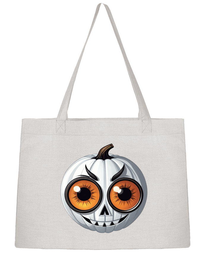 Sac Shopping WHITE PUMPKIN WITH EYES par 33designerarte