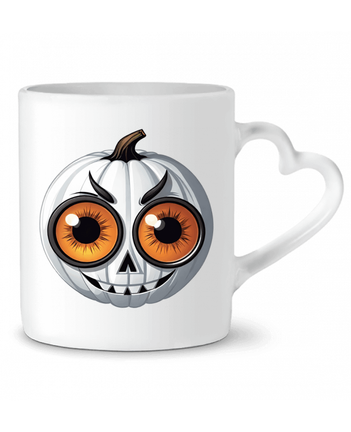 Mug coeur WHITE PUMPKIN WITH EYES par 33designerarte