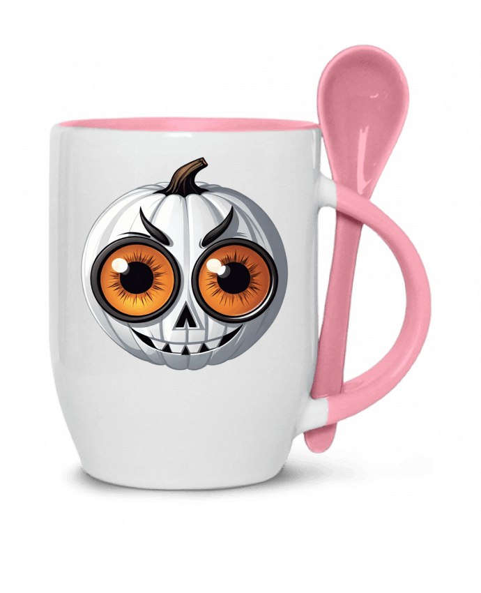  Tasse cuillère WHITE PUMPKIN WITH EYES par 33designerarte