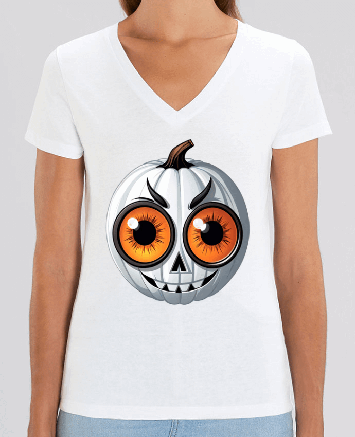 Tee-shirt femme WHITE PUMPKIN WITH EYES Par  33designerarte