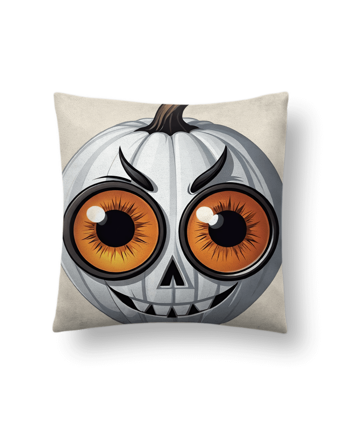 Coussin suédine WHITE PUMPKIN WITH EYES par 33designerarte