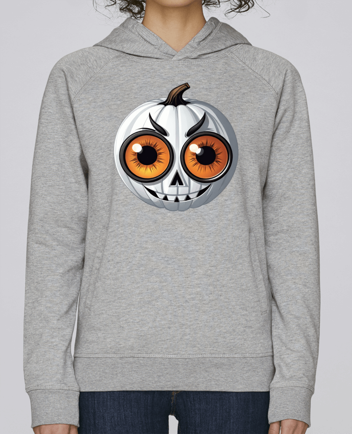 Sweat capuche femme WHITE PUMPKIN WITH EYES par 33designerarte