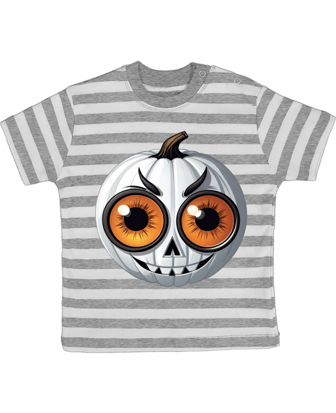 Tee-shirt bébé à rayures WHITE PUMPKIN WITH EYES par 33designerarte