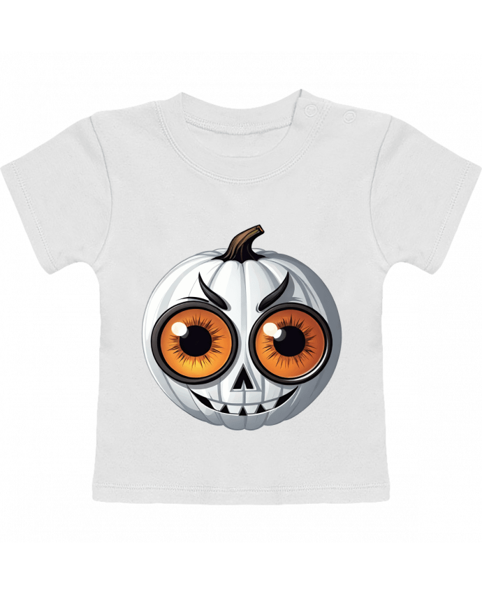 T-shirt bébé WHITE PUMPKIN WITH EYES manches courtes du designer 33designerarte