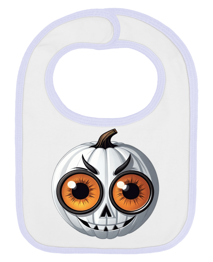 Bavoir bébé uni WHITE PUMPKIN WITH EYES par 33designerarte