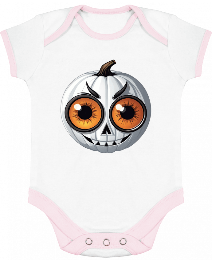 Body bébé manches contrastées WHITE PUMPKIN WITH EYES par 33designerarte