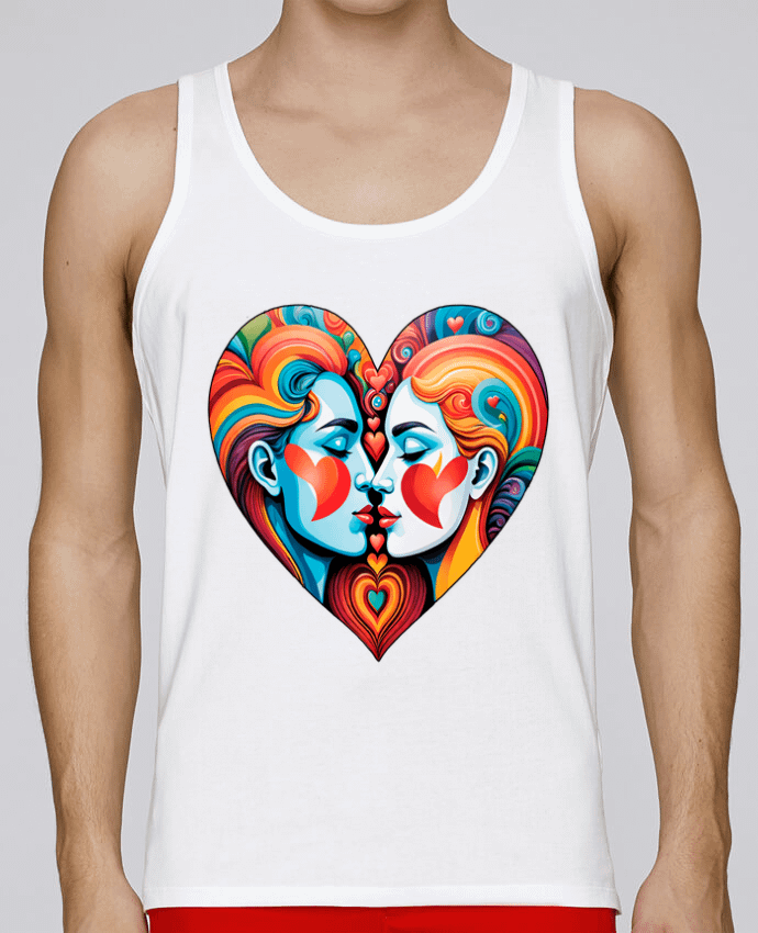 Débardeur homme MULTICOLOR HEART par 33designerarte 100% coton bio