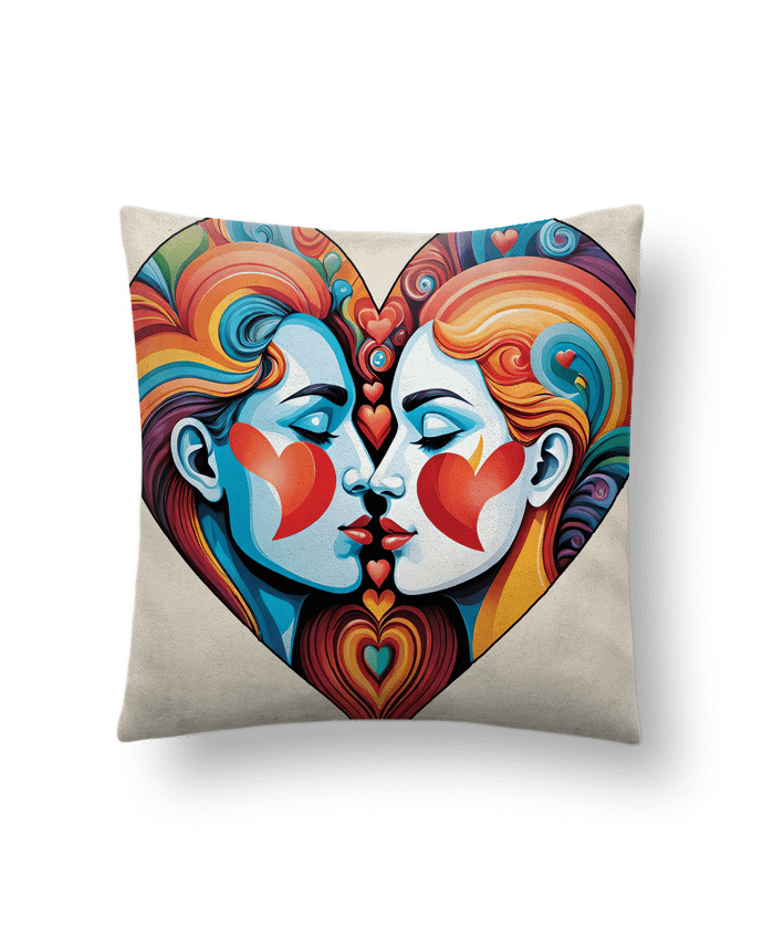 Coussin suédine MULTICOLOR HEART par 33designerarte