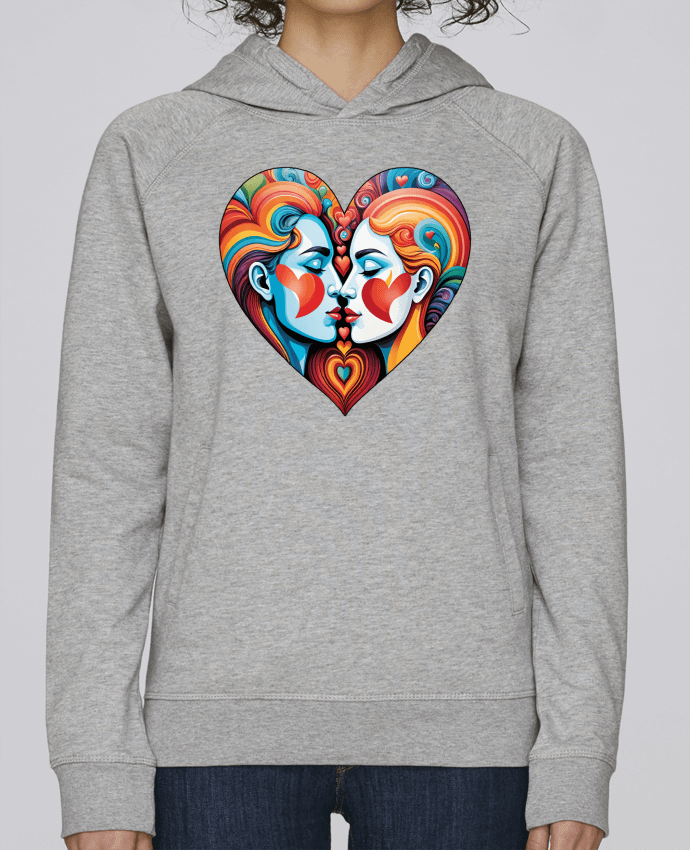 Sweat capuche femme MULTICOLOR HEART par 33designerarte