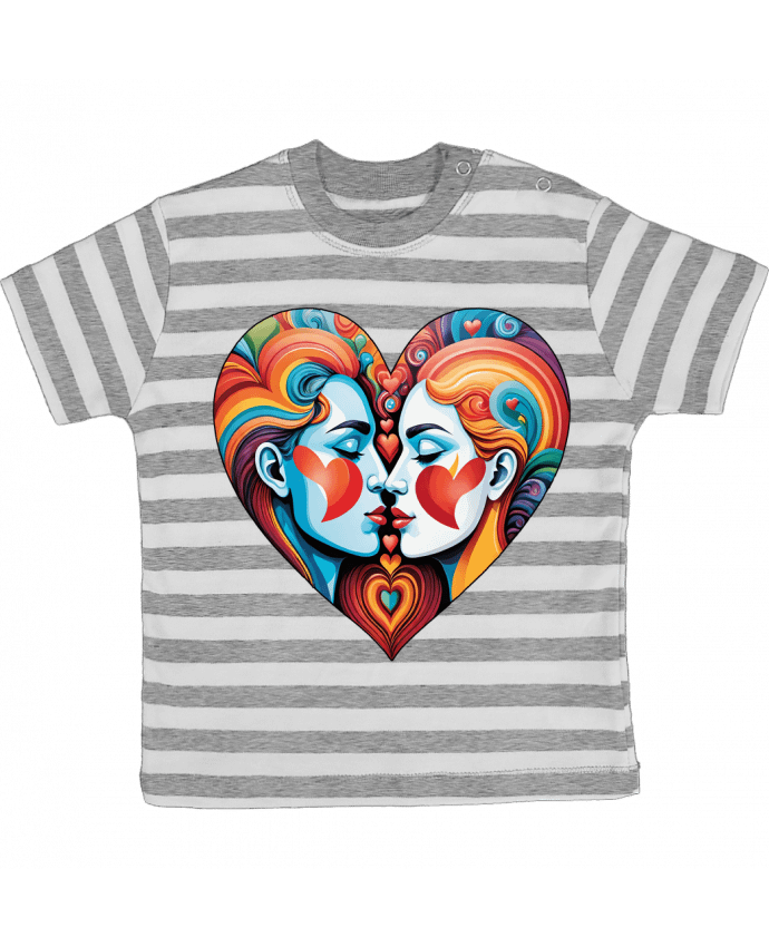 Tee-shirt bébé à rayures MULTICOLOR HEART par 33designerarte