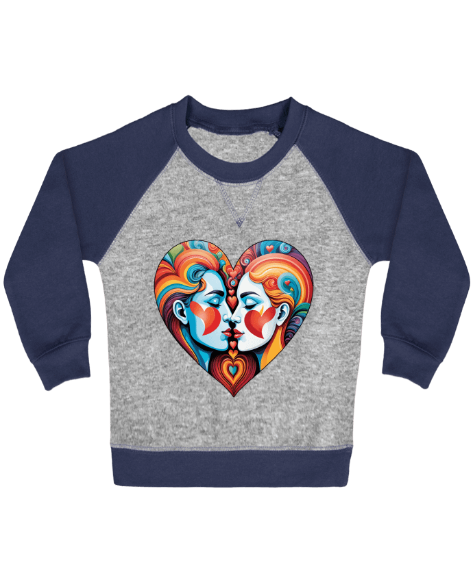 Sweat bébé manches contrastée MULTICOLOR HEART par 33designerarte