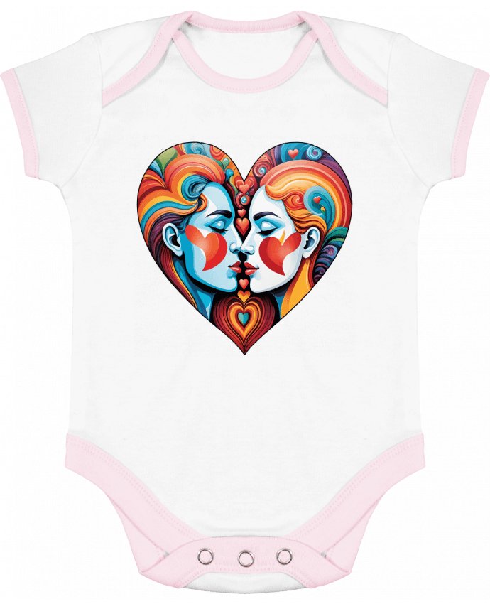 Body bébé manches contrastées MULTICOLOR HEART par 33designerarte