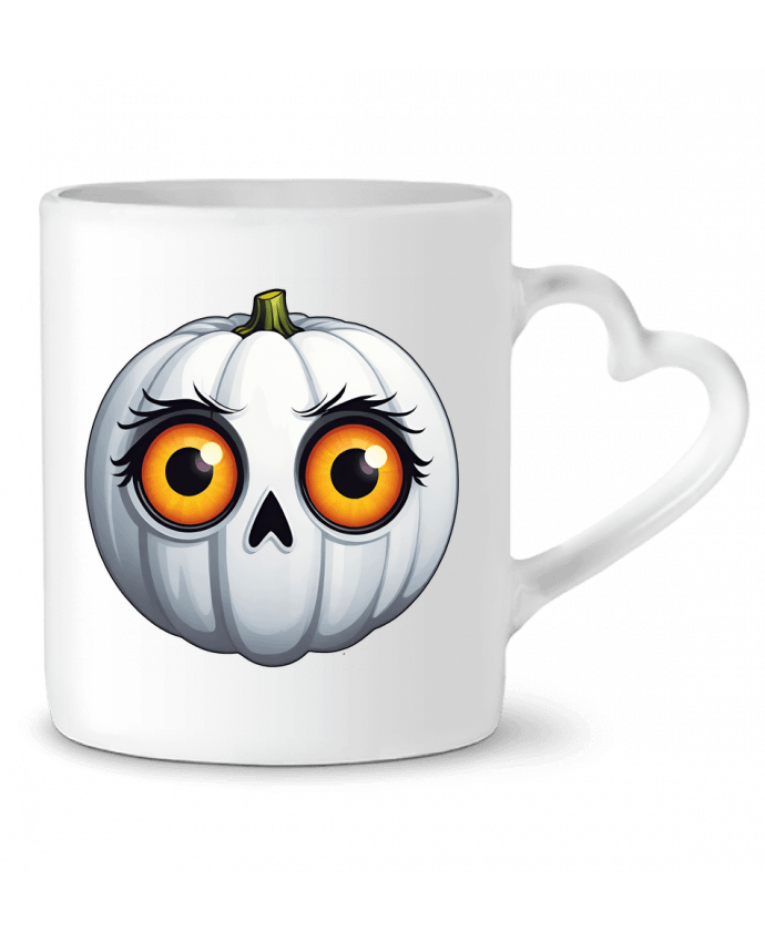 Mug coeur WHITE PUMPKIN WITH EYES par 33designerarte