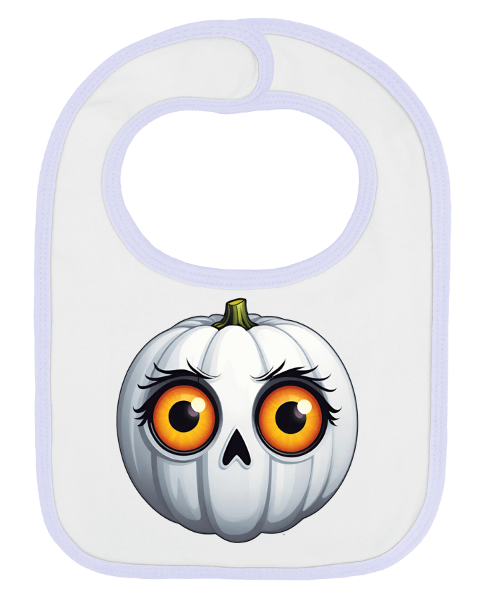 Bavoir bébé uni WHITE PUMPKIN WITH EYES par 33designerarte