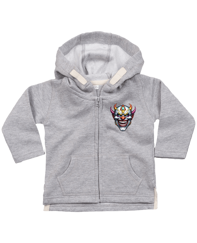 Sweat à capuche bébé zippé MASQUE AVEC SOURIRE par 33designerarte