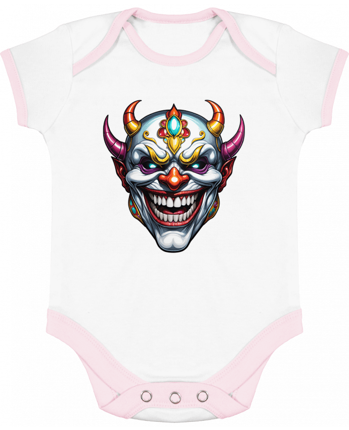 Body bébé manches contrastées MASQUE AVEC SOURIRE par 33designerarte