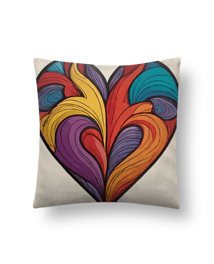 Coussin suédine COEUR MULTICOLORE par 33designerarte