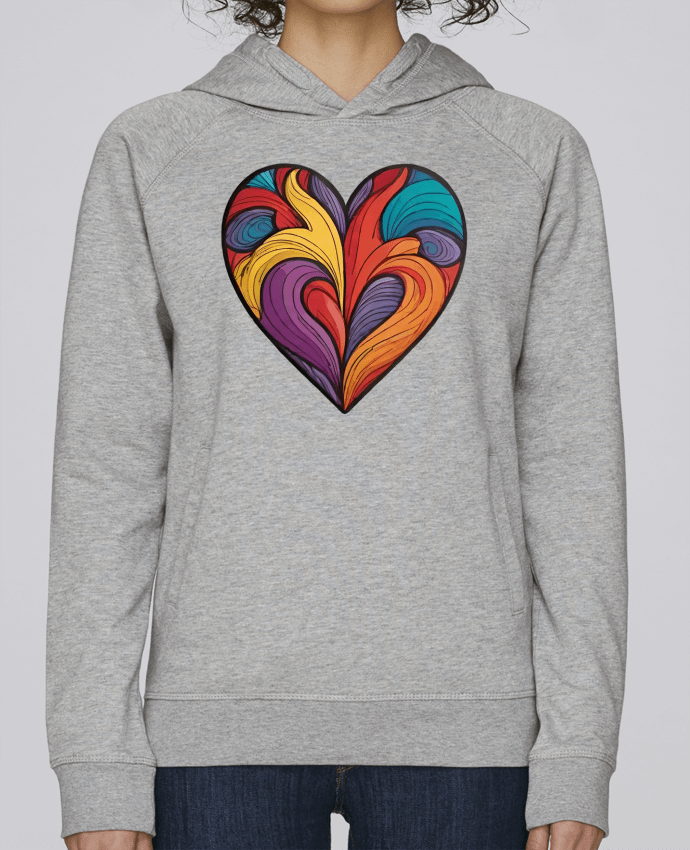 Sweat capuche femme COEUR MULTICOLORE par 33designerarte