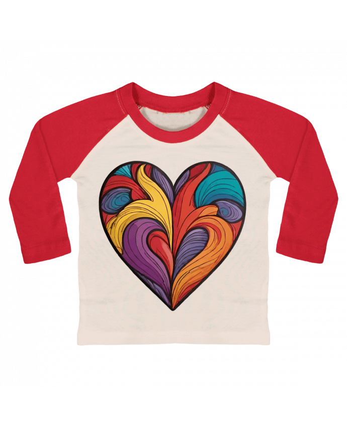 Tee-shirt Bébé Baseball ML COEUR MULTICOLORE par 33designerarte