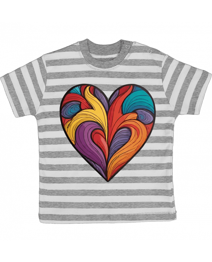 Tee-shirt bébé à rayures COEUR MULTICOLORE par 33designerarte