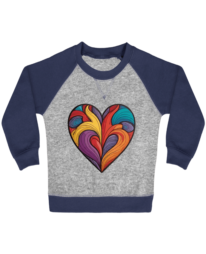 Sweat bébé manches contrastée COEUR MULTICOLORE par 33designerarte