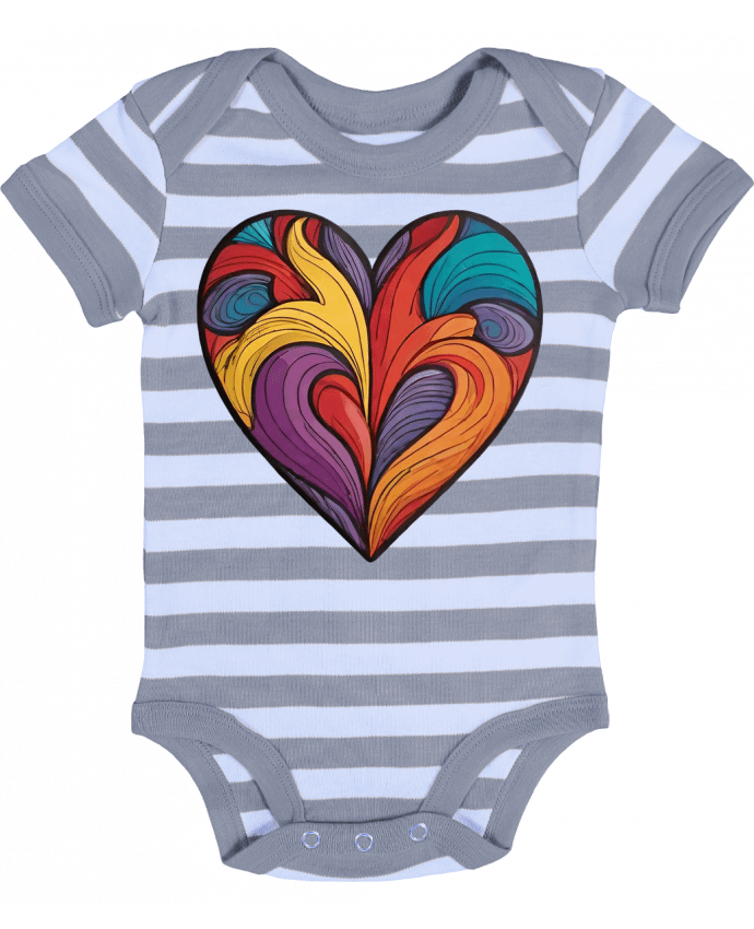 Body Bébé Rayé COEUR MULTICOLORE - 33designerarte