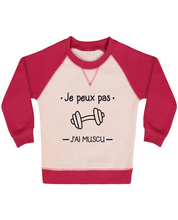 Sweatshirt Baby crew-neck sleeves contrast raglan Je peux pas j'ai muscu, musculation by Benichan