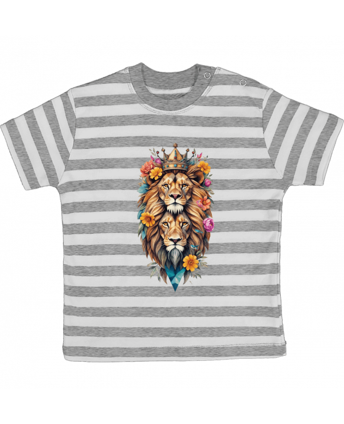 Tee-shirt bébé à rayures Lions flowers par /wait-design