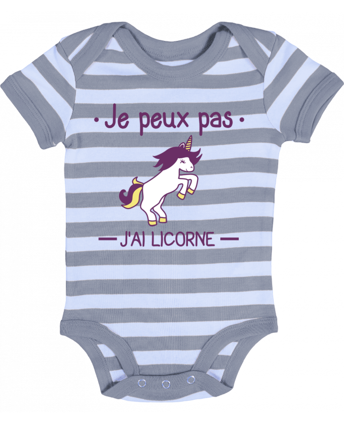 Baby Body striped Je peux pas j'ai licorne - Benichan