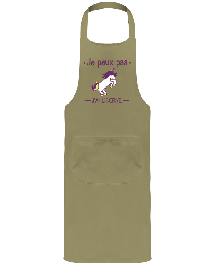 Garden or Sommelier Apron with Pocket Je peux pas j'ai licorne by Benichan