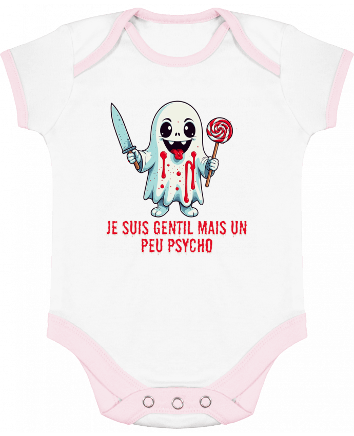 Body bébé manches contrastées Je suis gentil mais un peu psycho par Phocea Editions