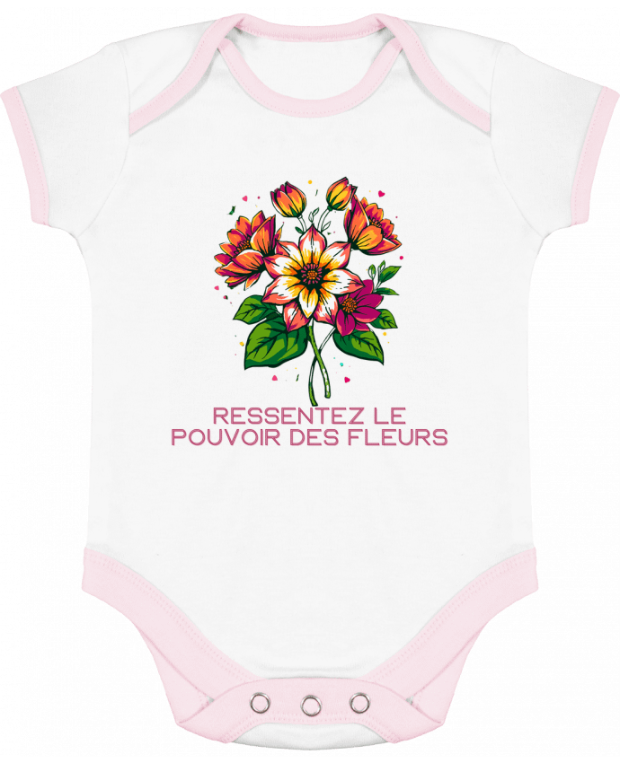 Body bébé manches contrastées Ressentez Le Pouvoir Des Fleurs par Phocea Editions