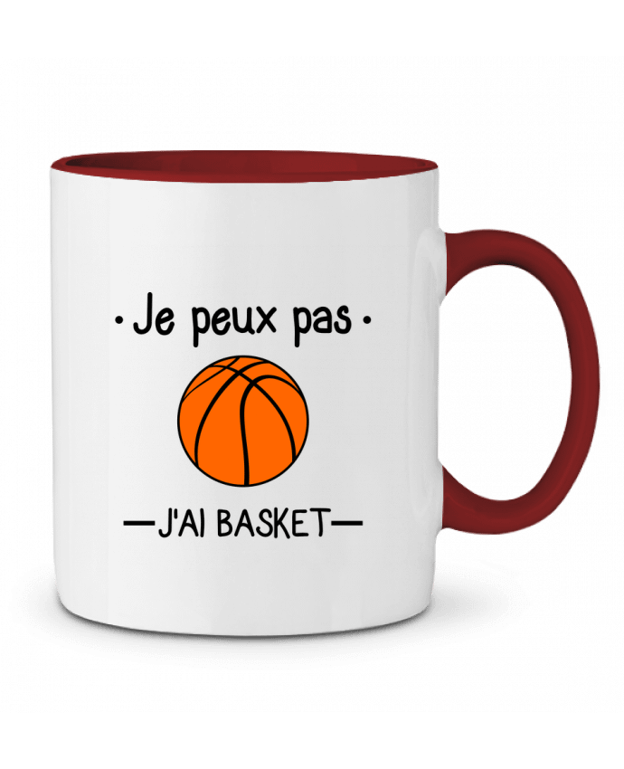 Mug bicolore Je peux pas j'ai basket,basketball,basket-ball Benichan