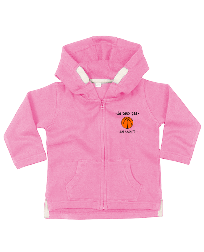Hoddie with zip for baby Je peux pas j'ai basket,basketball,basket-ball by Benichan
