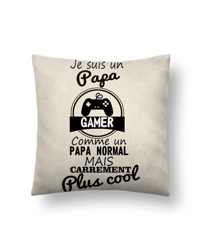 Coussin suédine Papa gamer, cadeau père, gaming, geek par Benichan