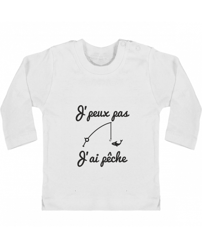 Camiseta Bebé Manga Larga con Botones  J'peux pas j'ai pêche,tee shirt pécheur,pêcheur manches longues du designer Benichan