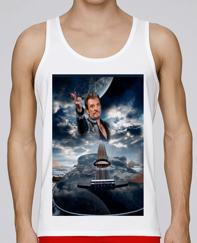 Débardeur homme Johnny Hallyday avec Guitare par White Tiger 60 100% coton bio