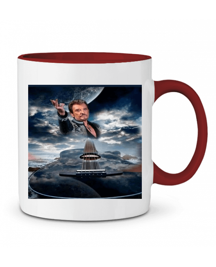 Mug bicolore Johnny Hallyday avec Guitare White Tiger 60