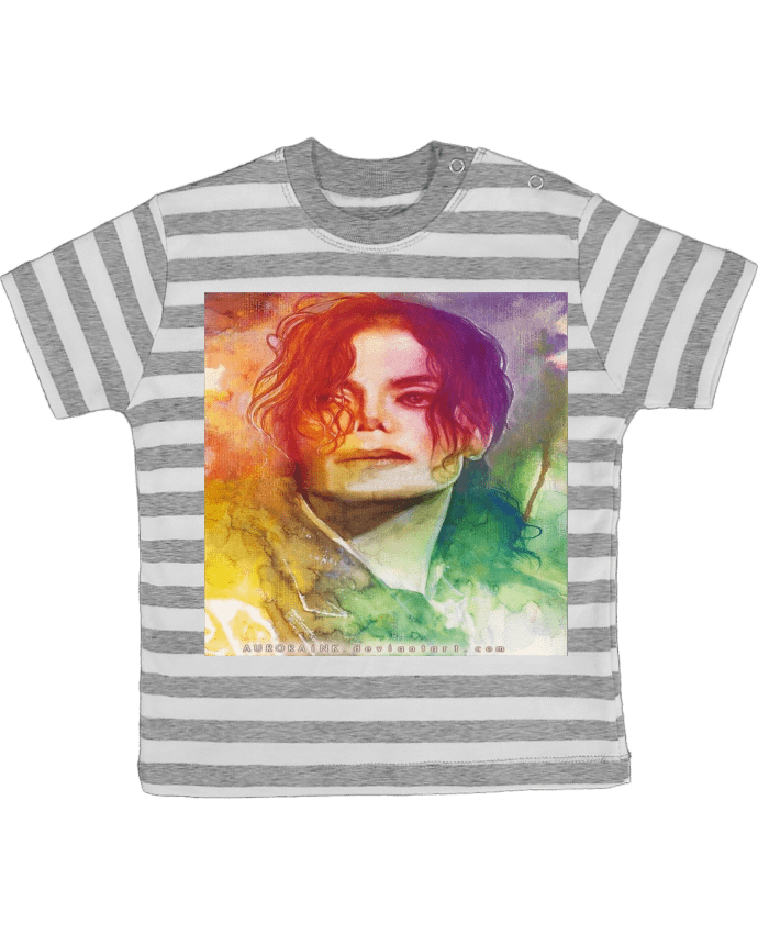 Tee-shirt bébé à rayures Dessin de Michael Jackson par White Tiger 60