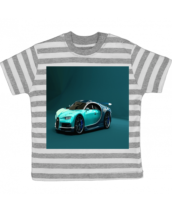 Tee-shirt bébé à rayures Image de synthèse de voiture par White Tiger 60