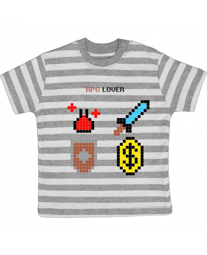 Tee-shirt bébé à rayures Rigged Poker - Pixel Art - RPG Lover par Rigged Poker Shop