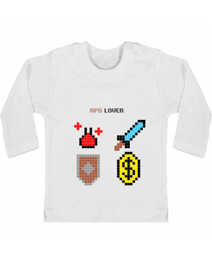 T-shirt bébé Rigged Poker - Pixel Art - RPG Lover manches longues du designer Rigged Poker Shop