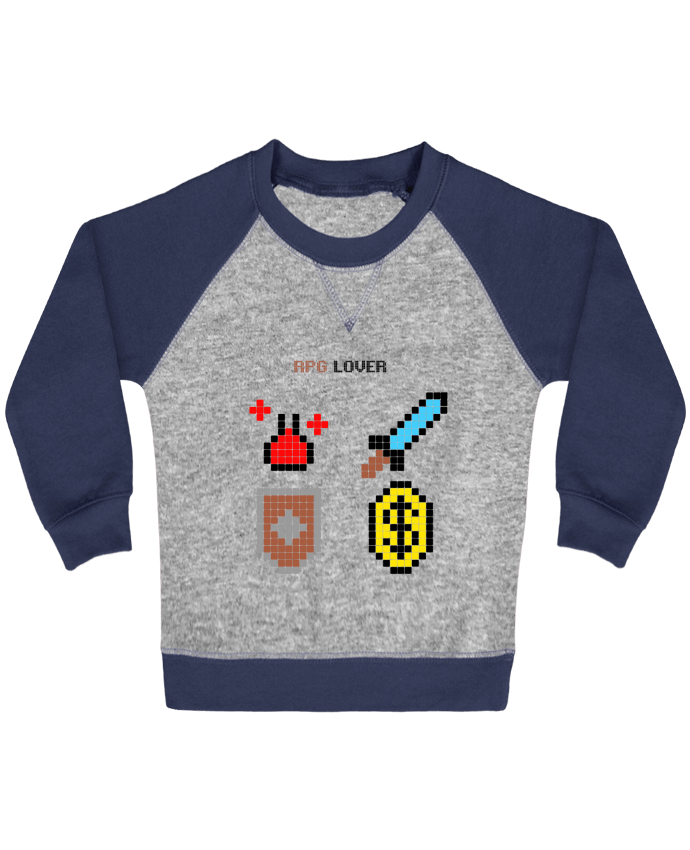 Sweat bébé manches contrastée Rigged Poker - Pixel Art - RPG Lover par Rigged Poker Shop