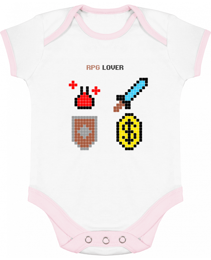 Body bébé manches contrastées Rigged Poker - Pixel Art - RPG Lover par Rigged Poker Shop